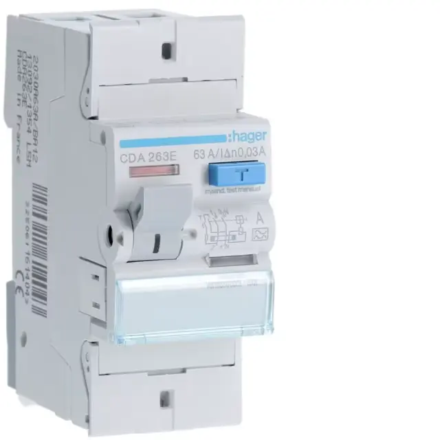 HAGER - Interrupteur différentiel 2P 63A 30mA type A