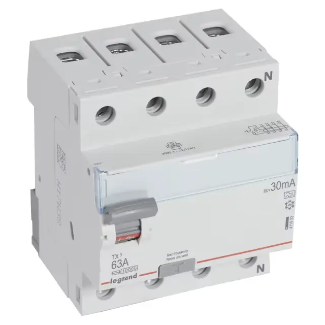 LEGRAND - Interrupteur différentiel TX³ 4P 30mA 63A Type A - 4 modules