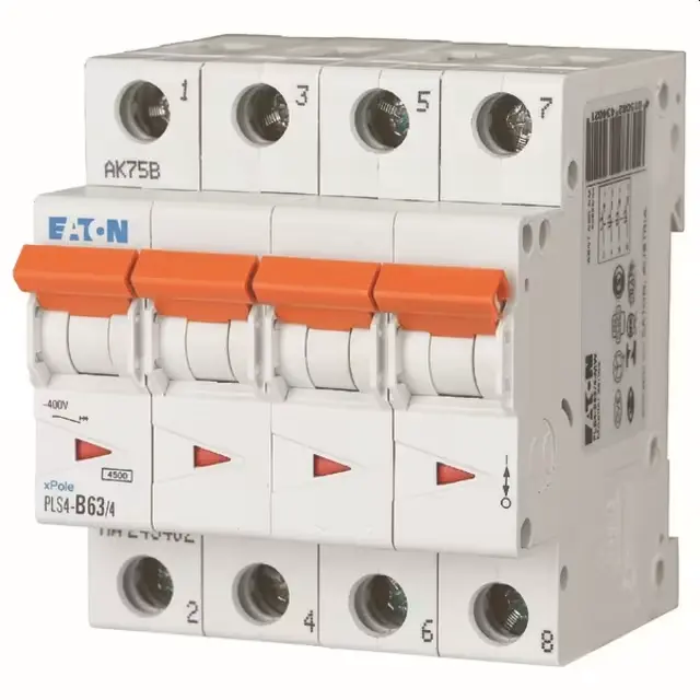 EATON - Disjoncteur PLS4-C63/4-MW , C 63A , 4 poles , 4,5 kA