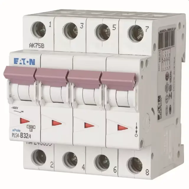 EATON - Disjoncteur PLS4-C32/4-MW , C 32A , 4 poles , 4,5 kA