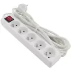 TRADEFORCE - Multiprise, 5x prises avec câble de 3m et interrupteur, 16A/230V, IP20, blanc