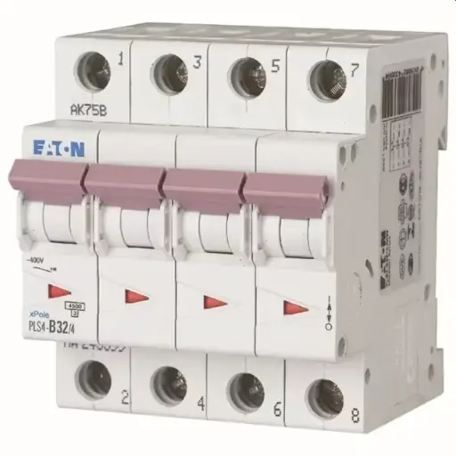EATON - Disjoncteur PLS4-C32/4-MW , C 32A , 4 poles , 4,5 kA